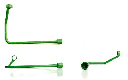 A three-view drawing of the flywheel wrench